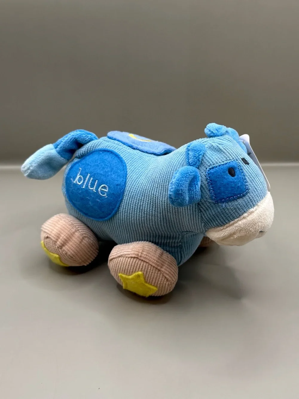 NWT GUND Cow Corduroy Plush Stuffed Animal Learn With Me Blue “C” Learning Toy